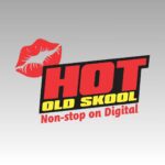 A red lipstick kiss mark and bold text reading HOT OLD SKOOL with Non-stop on Digital underneath, all set against a sleek gradient gray background for that non stop vibe.