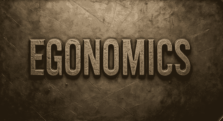 The word EGONOMICS is displayed in large, bold, metallic letters on a textured, dark bronze background with visible scratches and marks, setting it apart from fleeting fads.